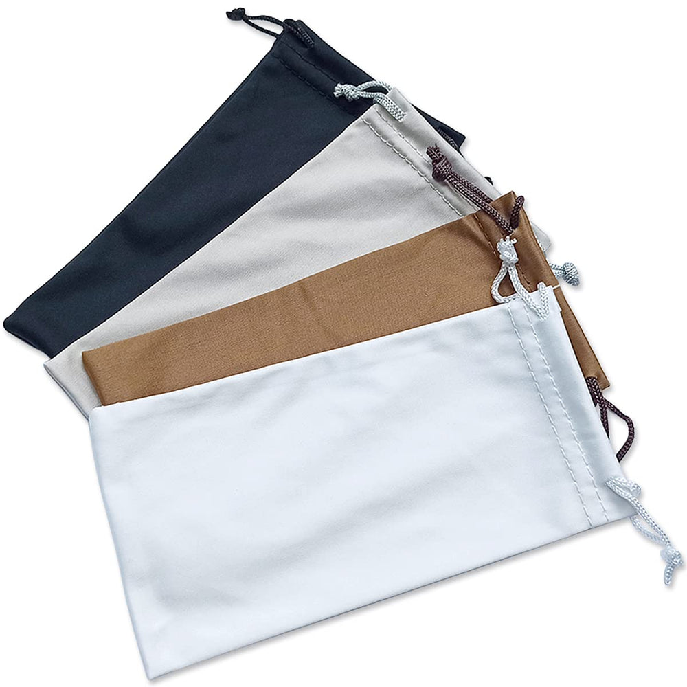 Yuntop 4-piece microfiber sunglasses pouches set in Brown, Black, Grey, and White