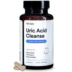 Yuri Care Uric Acid Cleanse bottle front supports natural uric acid balance and detox pathways.