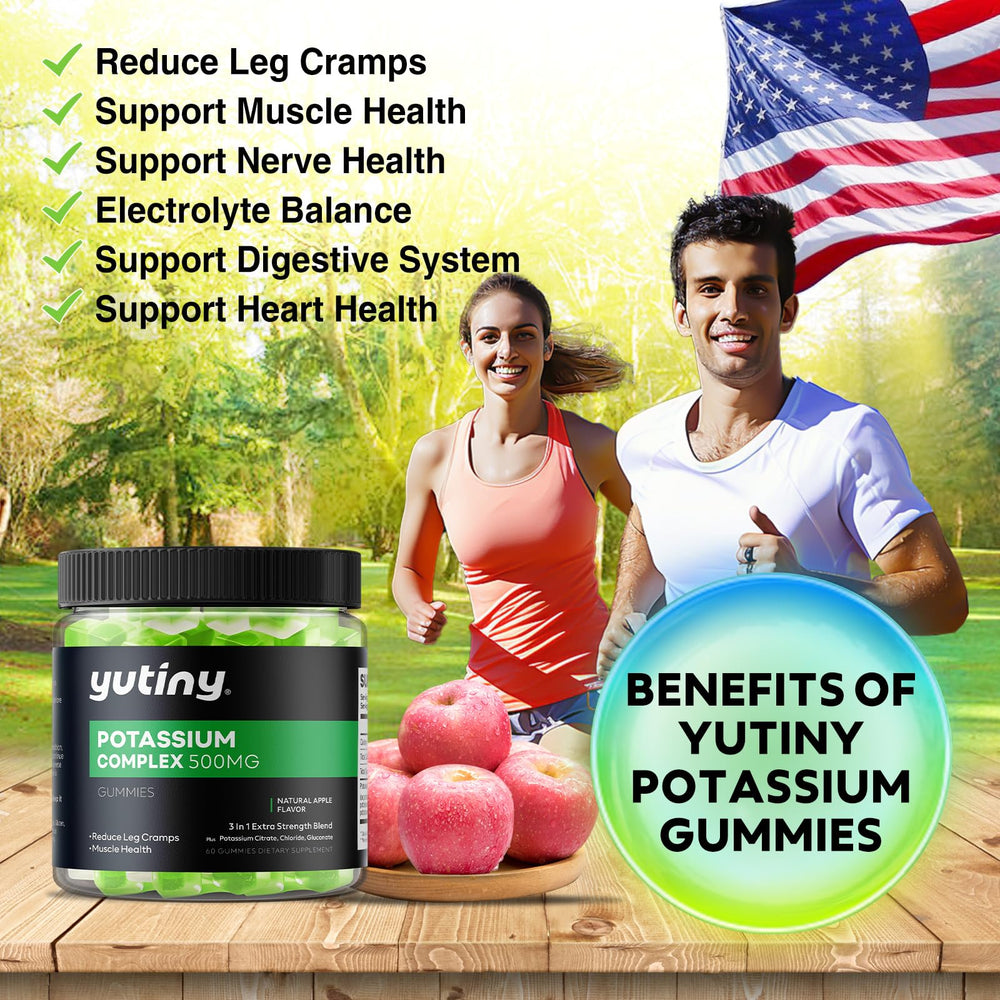 60 count bottle and branding of Yutiny Potassium Gummies