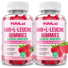 Front view of YUULAI HMB & L-Leucine Gummies bottle, 120 count