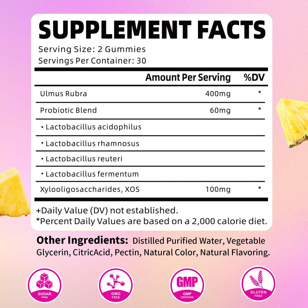 Front packaging of YUULAI Pineapple Probiotic Gummies