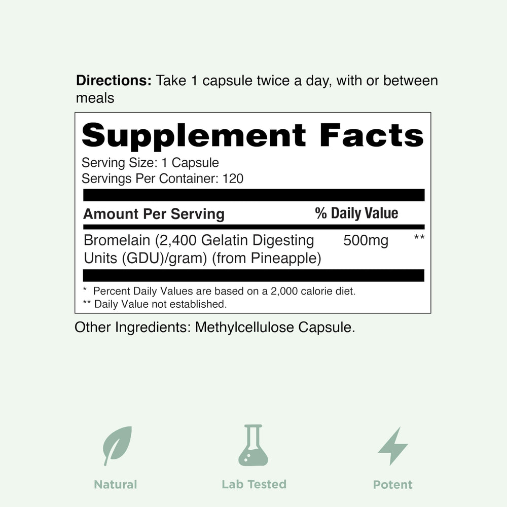 Nutrition facts and ingredients panel on bottle