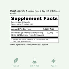Nutrition facts and ingredients panel on bottle