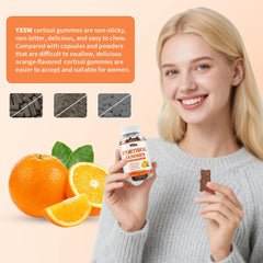 Serving suggestion with bottle and gummies