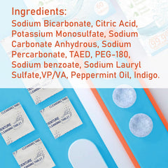 Mint-flavored denture cleaning tablets packaging