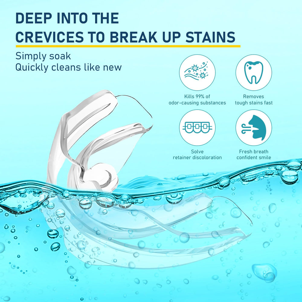 Tablets dissolving in water for cleaning aligners
