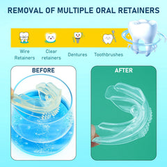 Denture cleaning tablets dissolving in water for cleaning dental appliances