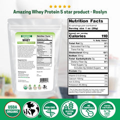 Z Natural Foods organic whey protein concentrate scoop illustrates measuring precise servings for daily protein goals.