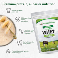 Z Natural Foods unflavored whey protein mixer shows versatile ingredient for recipes and beverages.