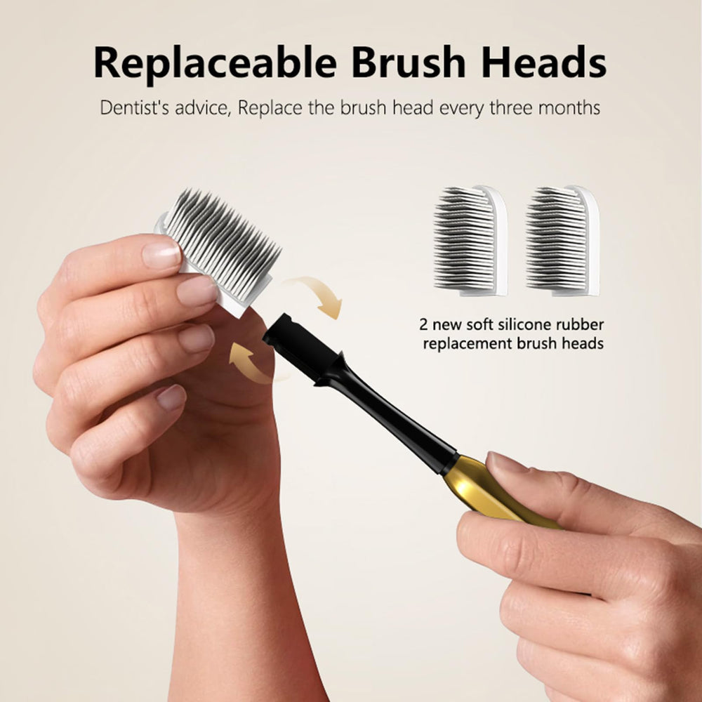Close-up of gold-plated finish on toothbrush