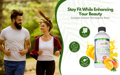 Hyaluronic acid, vitamin C and collagen blend on bottle label