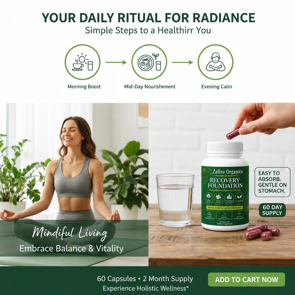 Zafira Organics bottle on a work desk conveying calm focus and everyday use