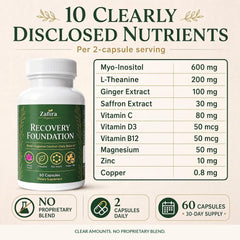 SHIADA Zafira Organics supplement label detail showing full ingredient transparency