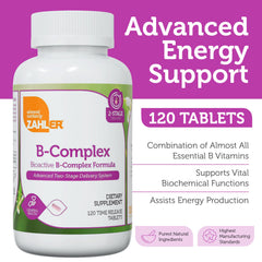 Close-up of Zahler B-Complex bottle nutrition facts