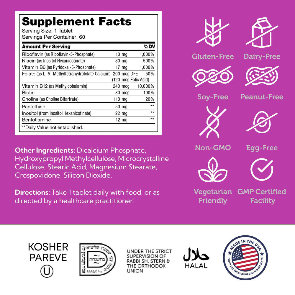 60 tablets bottle of Zahler B-Complex vitamins