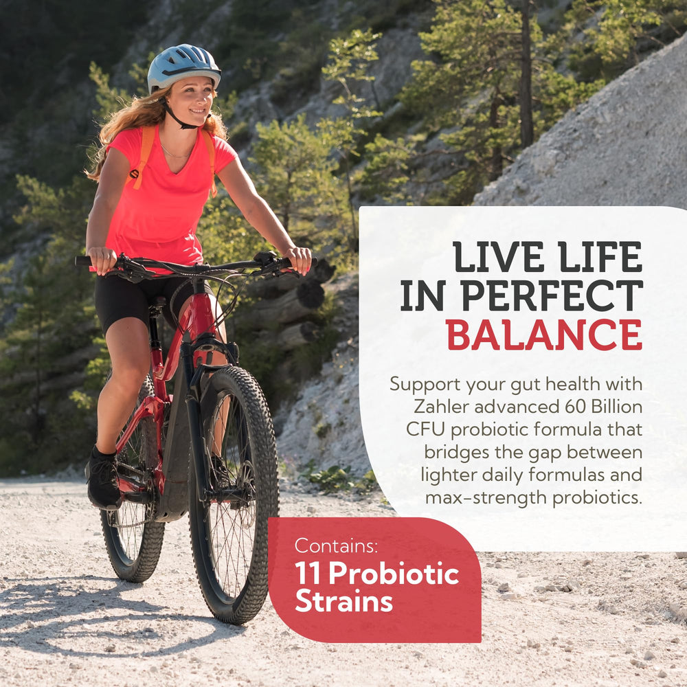 Graphic illustrating Zahler Biodophilus's 11 probiotic strains