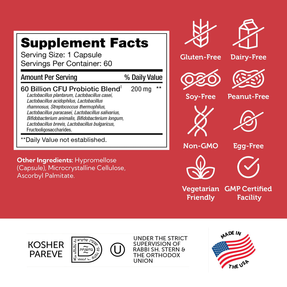 Kosher vegetarian probiotic supplement BioDophilus60