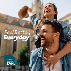 Serving with Zahler BoneFactor bottle and tablets on white background