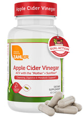 Zahler cápsulas vinagre de manzana con fibra en botella para digestión equilibrada.