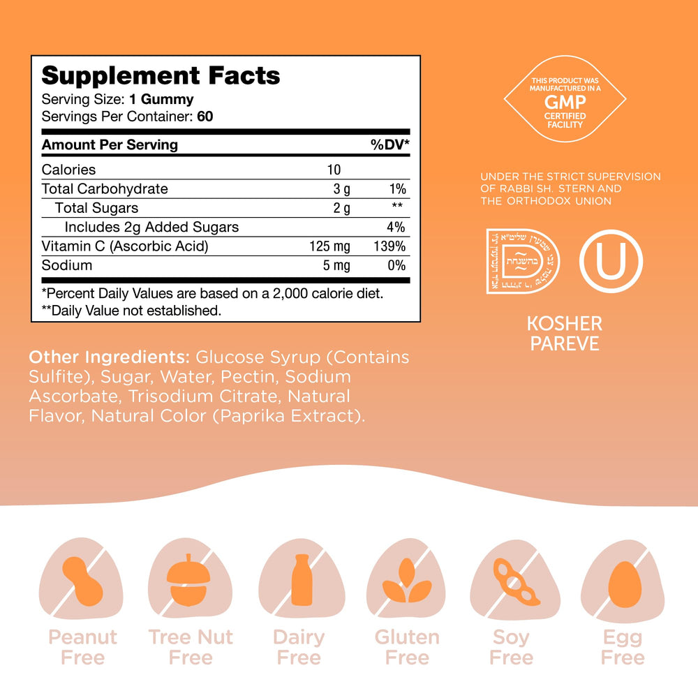 60-count bottle of Zahler Chapter One Vitamin C Gummies.