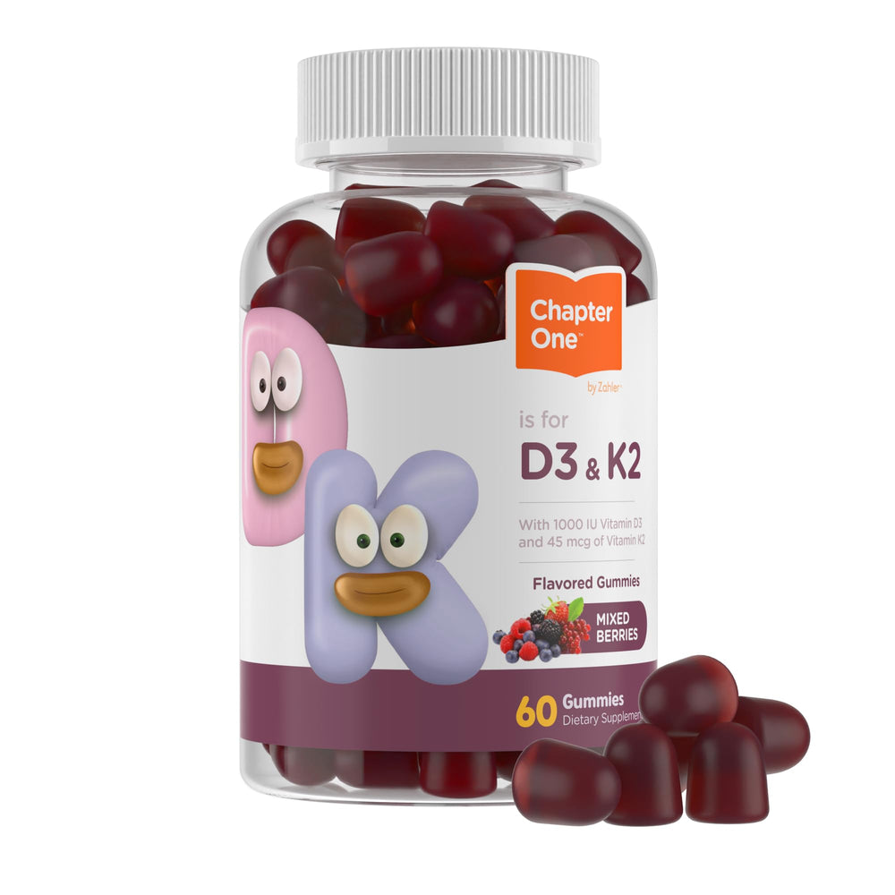 Front view of Zahler Chapter One Vitamin D3 K2 Gummies packaging