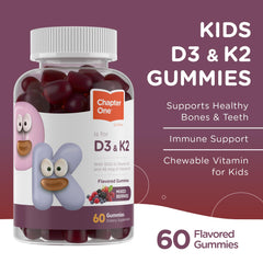 Nutrition facts panel for Zahler Chapter One D3 K2 gummies