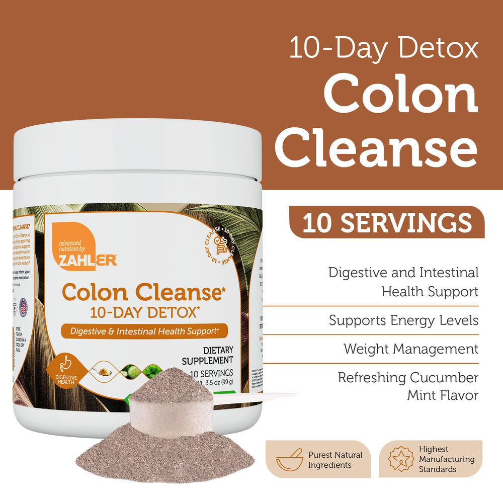 Powder dissolving in water for Zahler Colon Cleanse