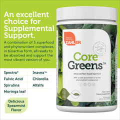 Zahler Core Greens Powder added to a smoothie