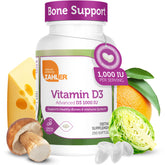 Front view of Zahler Vitamin D3 1000 IU softgels bottle