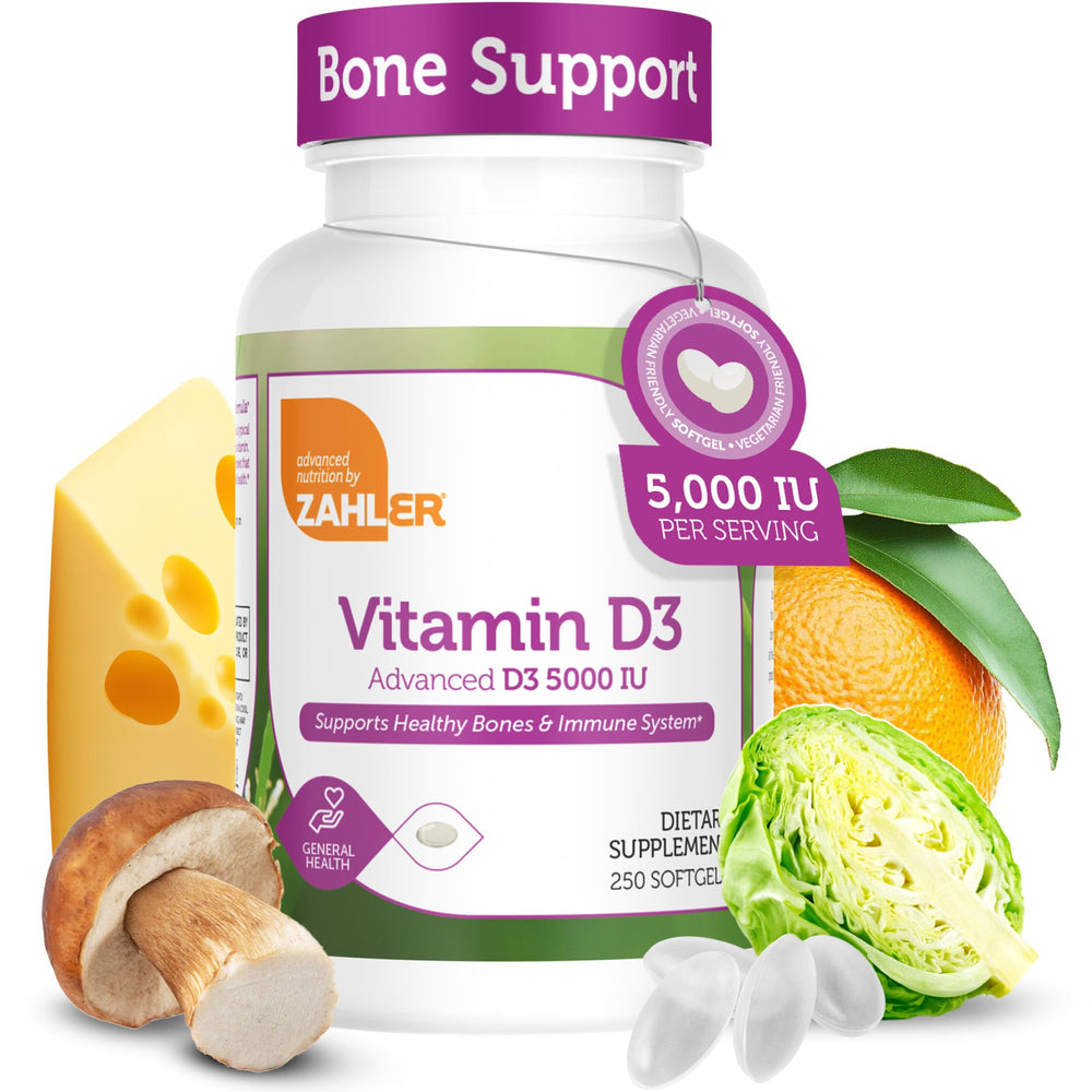 Zahler Vitamin D3 5000 IU softgel bottle front view
