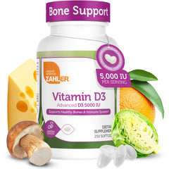 Zahler Vitamin D3 5000 IU softgel bottle front view