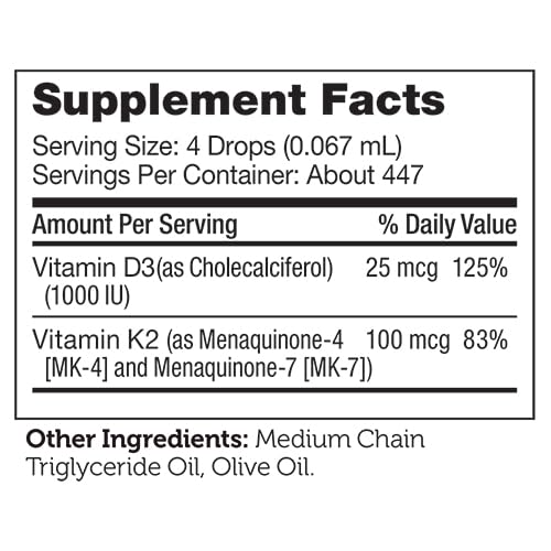 Non-GMO and gluten-free D3 K2 liquid drops