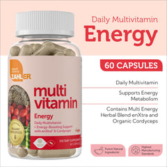 Vegan multivitamin capsules beside the bottle