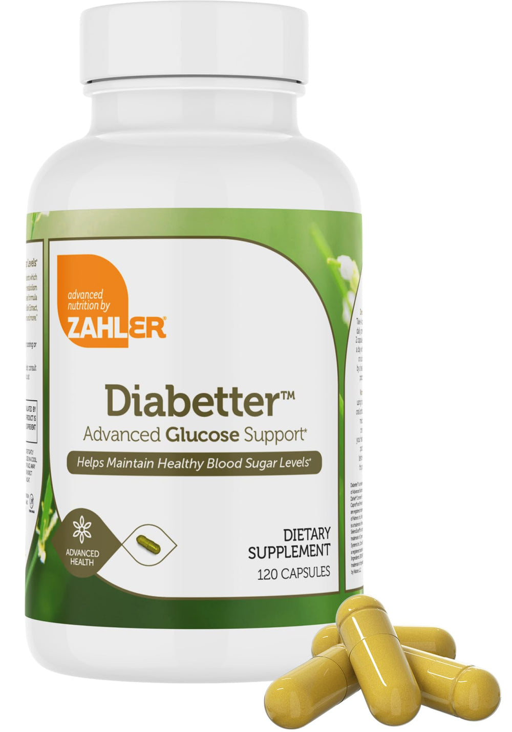 Close-up of Zahler Diabetter bottle cap and label details