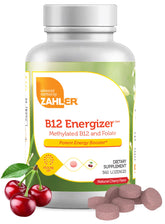 Close-up of Zahler Energizer Cherry Flavor B12 & Folate lozenge