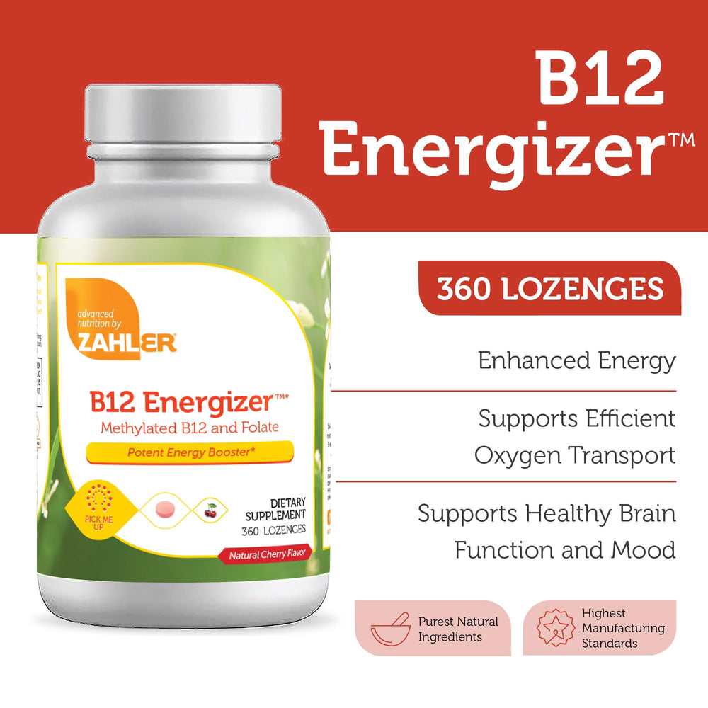 Pack shot of Zahler Energizer B12 & Folate lozenges 360-count