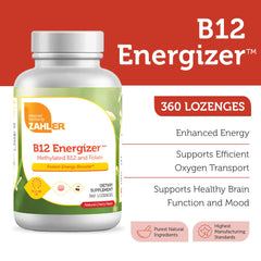 Pack shot of Zahler Energizer B12 & Folate lozenges 360-count