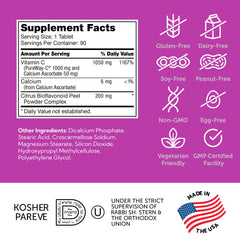 Gluten free and kosher certification label on Zahler Vitamin C bottle