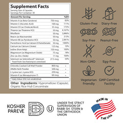 Close-up of Height Factor ingredients list
