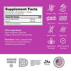 Zahler Inositol supplement bottle back label