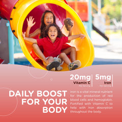 Graphic illustrating iron absorption with Vitamin C