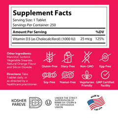 Kid-friendly Zahler Junior D3 packaging showing 250-count bottle