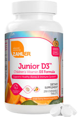 Zahler Junior D3 1000 IU chewables bottle for kids, orange flavor
