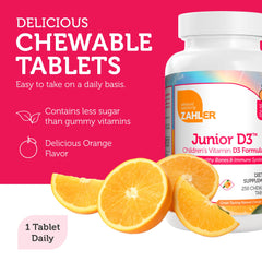 Close-up of Zahler Junior D3 orange chewables for children