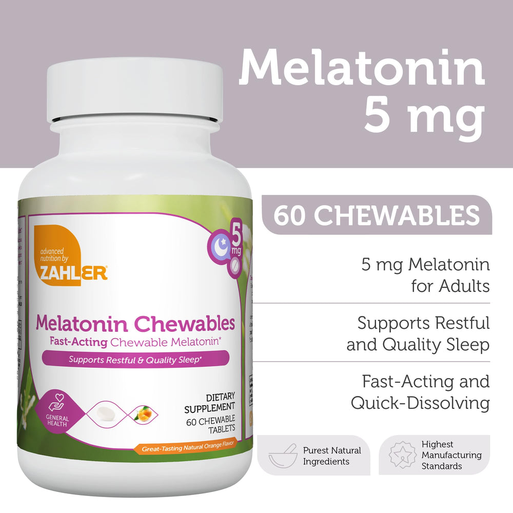 Close-up of fast-acting orange melatonin chewables