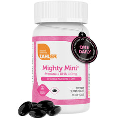 Zahler Mighty Mini Prenatal Vitamin bottle with 30 softgels
