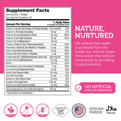 Nutrient list indicating 19 essential prenatal vitamins and minerals