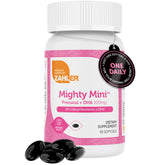 Zahler Mighty Mini Prenatal Vitamin bottle showing DHA and folate on label