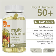 Close-up of Zahler Multivitamin 50+ product label
