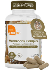 Zahler Mushroom Complex bottle label with 7-mushroom blend